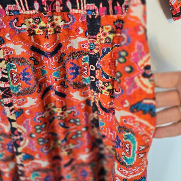 Anthropologie Floral Maxi Dress Boho Double Slit Front V Neck Multi Color Size 6 - Picture 8 of 12